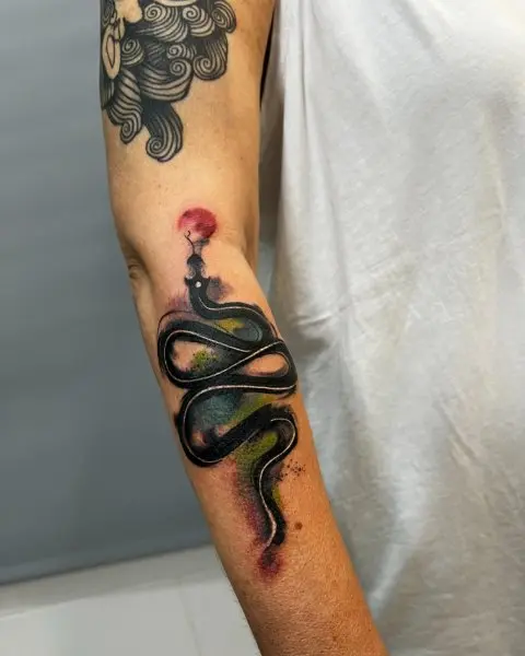 Graphic watercolor tattoo
