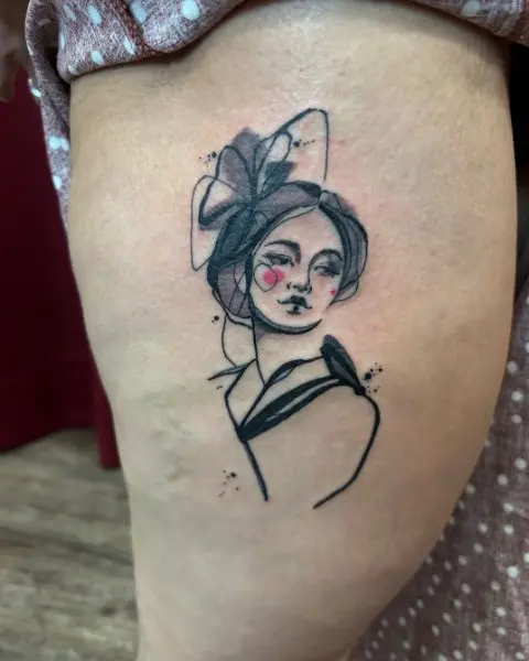 Watercolor geisha tattoo