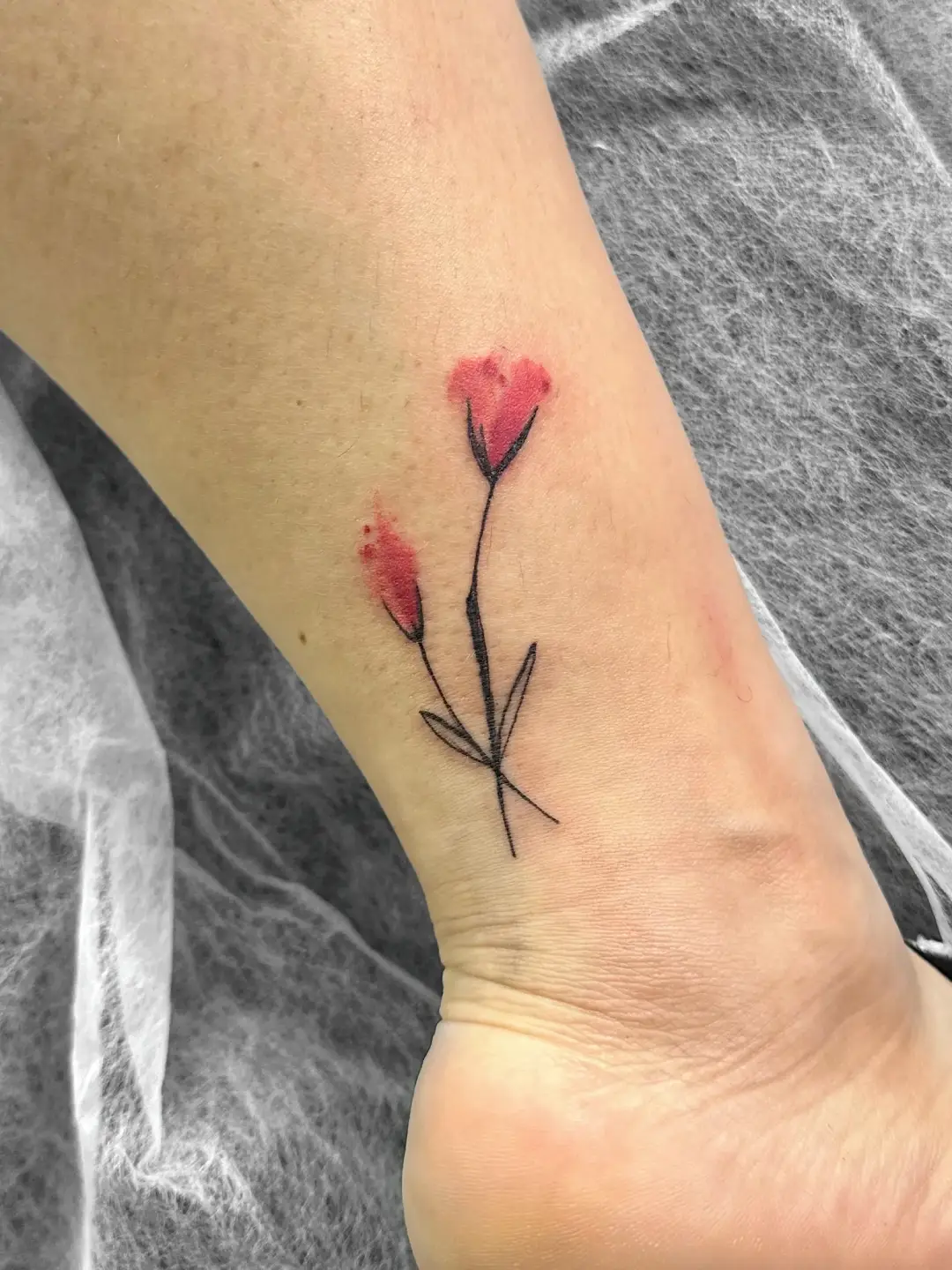  fineline color flower walkin tattoo